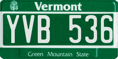 VT license plate YVB536
