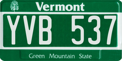 VT license plate YVB537