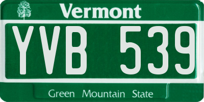 VT license plate YVB539