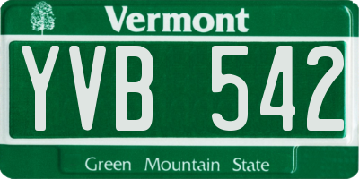 VT license plate YVB542