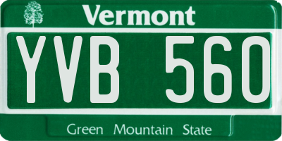 VT license plate YVB560