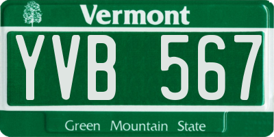 VT license plate YVB567