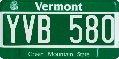 VT license plate YVB580