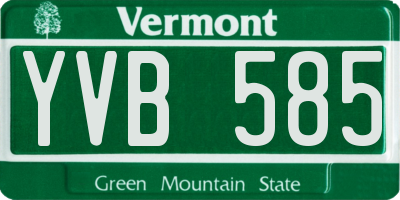 VT license plate YVB585