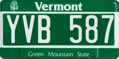VT license plate YVB587