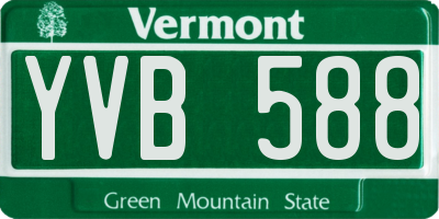 VT license plate YVB588