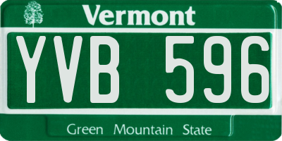 VT license plate YVB596