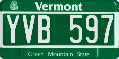 VT license plate YVB597