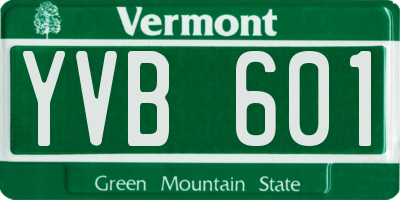 VT license plate YVB601