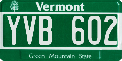 VT license plate YVB602