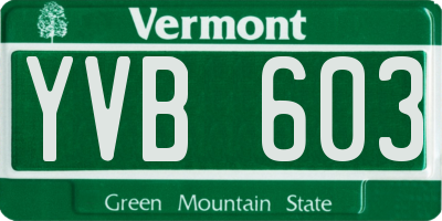 VT license plate YVB603