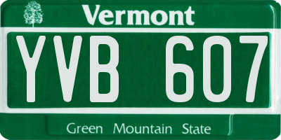 VT license plate YVB607