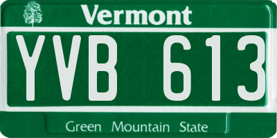 VT license plate YVB613