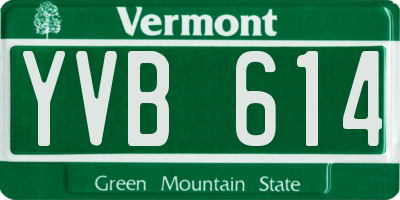 VT license plate YVB614