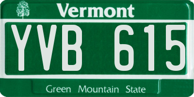VT license plate YVB615