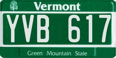 VT license plate YVB617