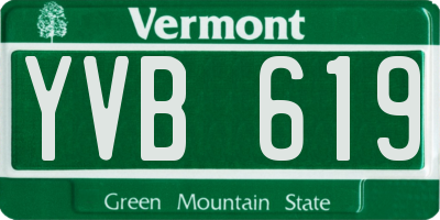 VT license plate YVB619