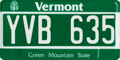 VT license plate YVB635