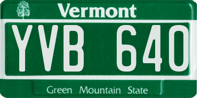 VT license plate YVB640