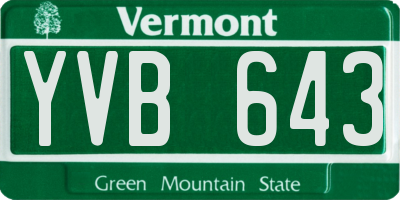 VT license plate YVB643