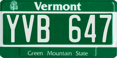 VT license plate YVB647