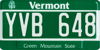 VT license plate YVB648