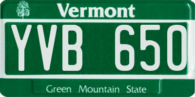 VT license plate YVB650
