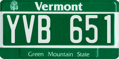 VT license plate YVB651