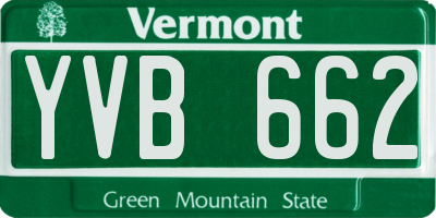 VT license plate YVB662