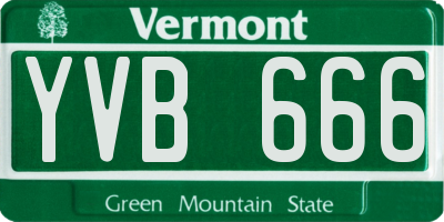 VT license plate YVB666