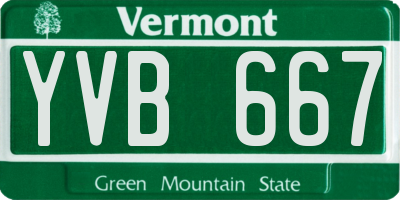 VT license plate YVB667