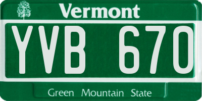 VT license plate YVB670