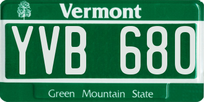 VT license plate YVB680