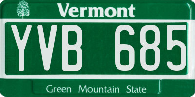 VT license plate YVB685