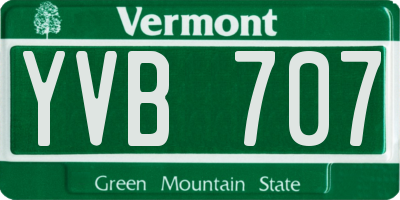 VT license plate YVB707