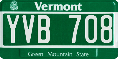VT license plate YVB708