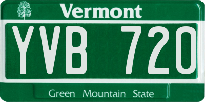 VT license plate YVB720