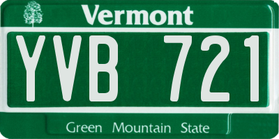 VT license plate YVB721