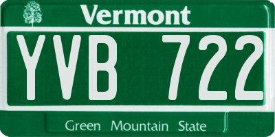 VT license plate YVB722