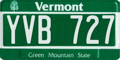 VT license plate YVB727