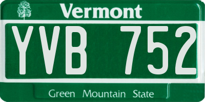 VT license plate YVB752