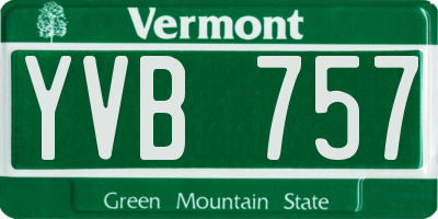 VT license plate YVB757