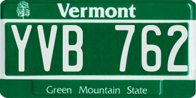 VT license plate YVB762
