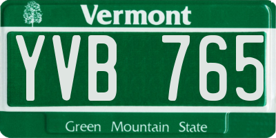 VT license plate YVB765