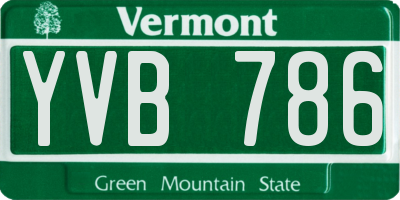 VT license plate YVB786