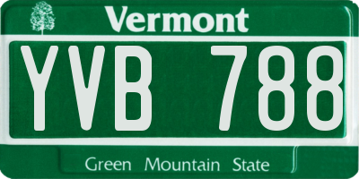 VT license plate YVB788