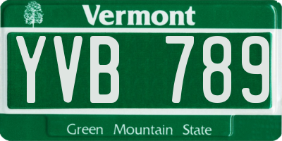 VT license plate YVB789