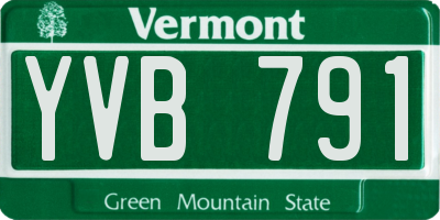 VT license plate YVB791