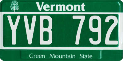 VT license plate YVB792