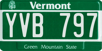 VT license plate YVB797